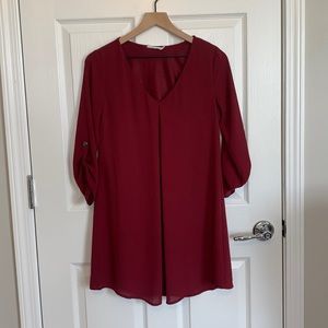 Lush Karly Shift Dress, Size XS, Maroon